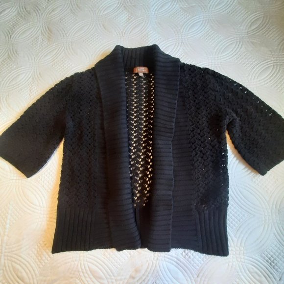 Jessica  sweater/shrug/bolero jacket. Black.  Short sleeve.size M. - Picture 1 of 16